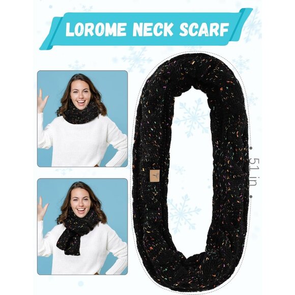 Women’s Blackl Knit Beanie Hat, Gloves, Scarf & Ear Warmer Set - Winter - Picture 4 of 6